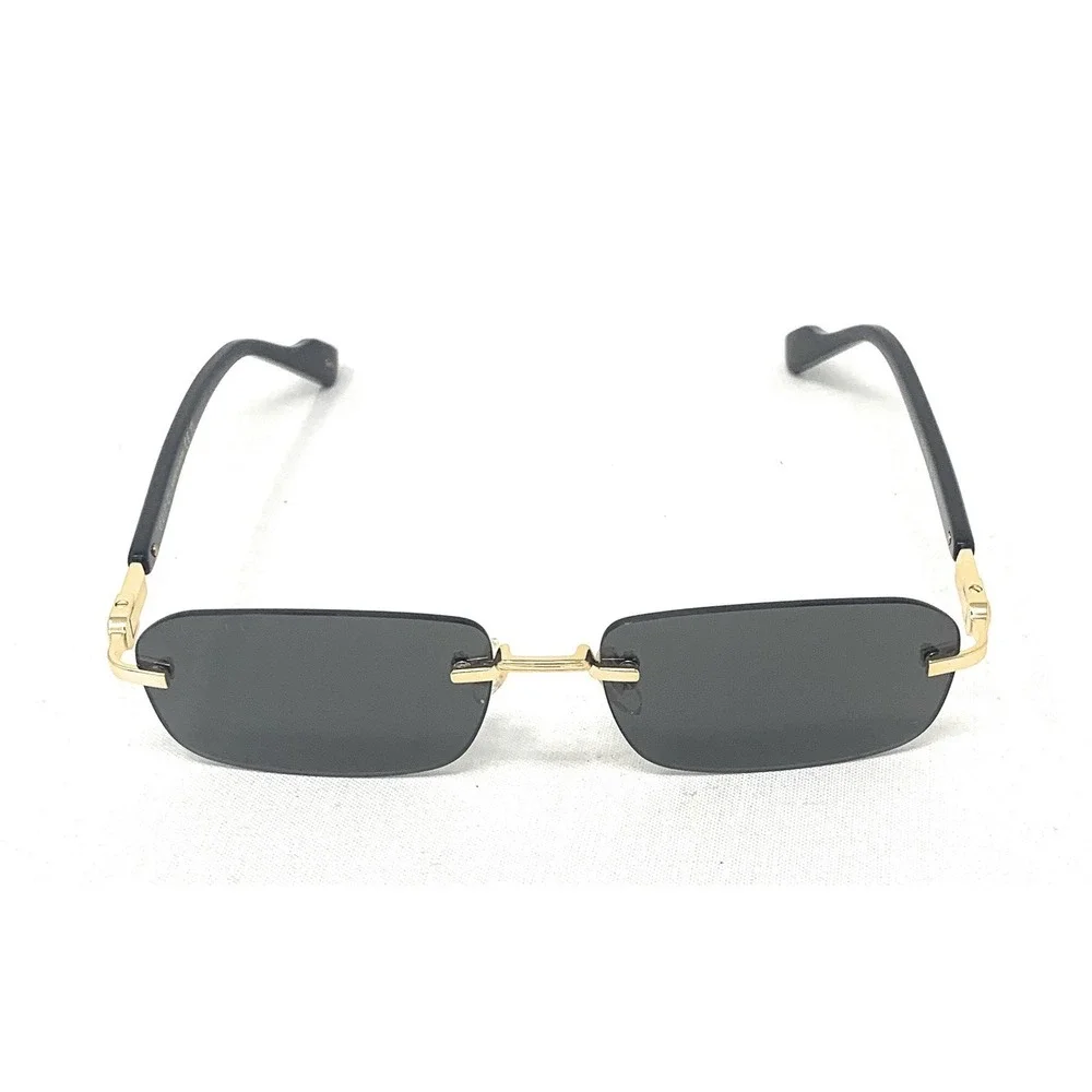 GUCCI Men's Sunglasses GG1221S 001 Gold Black Grey Rimless 56mm - Picture 6 of 7